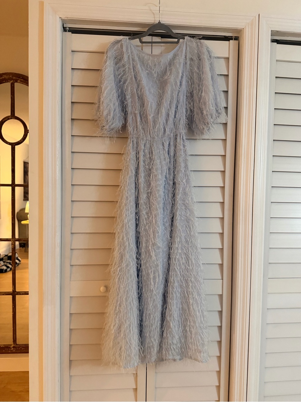ASOS Light Blue Feather-Effect Maxi Dress